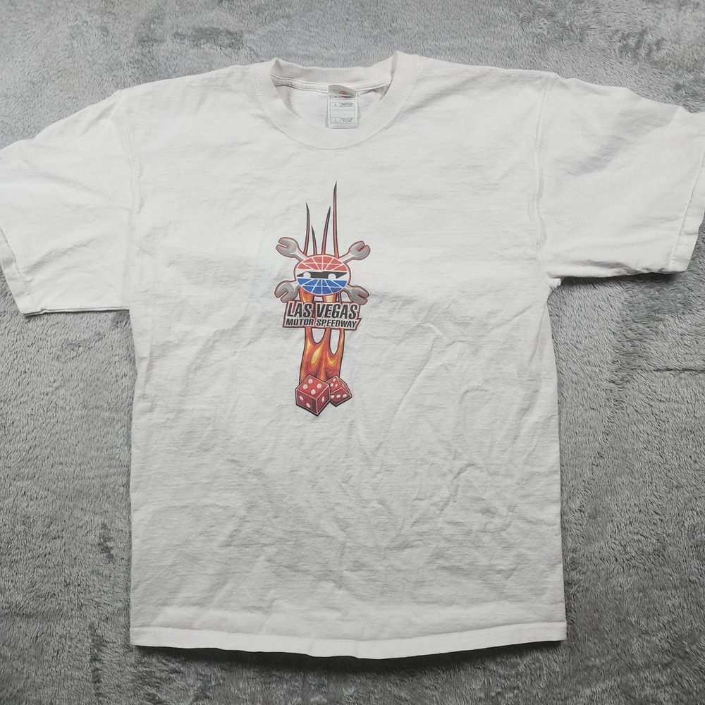VINTAGE Las Vegas Motor Speedway Shirt Mens Large White NASCAR Y2K Sin City - Picture 5 of 11